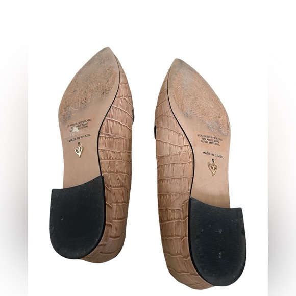 Lulus Crocodile-Embossed Genuine Leather Loafers | Sand Beige Flats, Size 9 - Picture 6 of 6